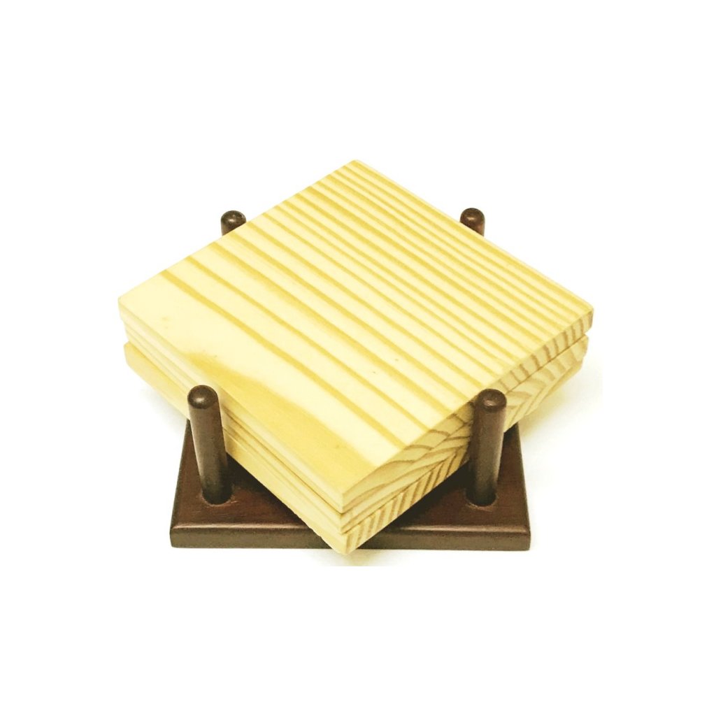 wooden coaster holder