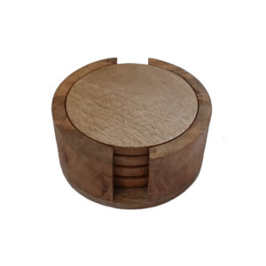 wooden coasters with holder