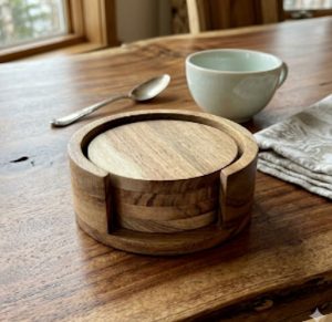 acacia wood coasters